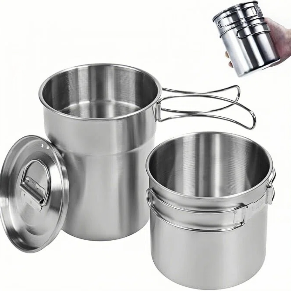 Camp Utensil Set - Opvouwbare campingbekers, campingpotten, kookgerei, 304-voedselveilige outdoor
