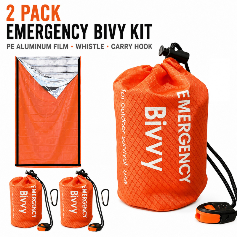 Outdoor Camping Sleeping Bag - 2-pack noodslaapzak, PE aluminiumfolie bivakzak met