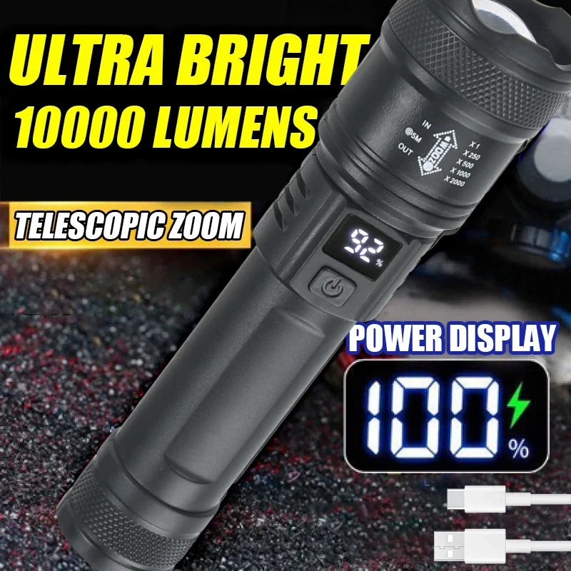 Outdoor Camping Adventure Lamp - 9900lm Krachtige Led Zaklamp Batterij Display