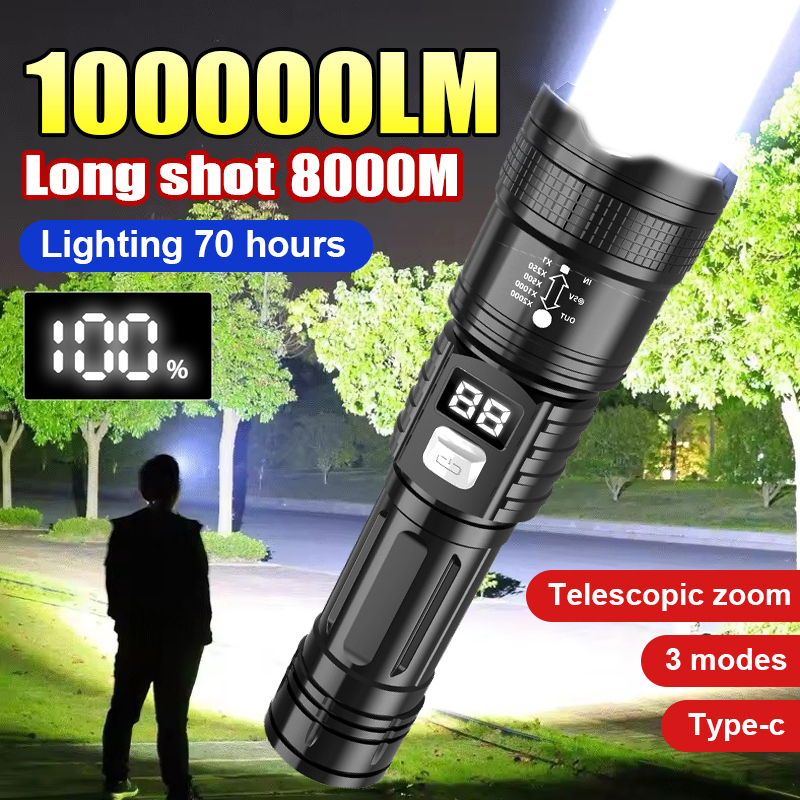 Outdoor Camping Adventure Lamp - 100000LM Super Heldere Led Zaklampen Oplaadbare