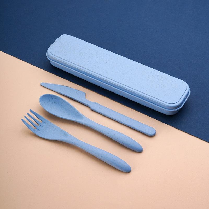 Camp Utensil Set - Bestekset van tarwestro, mes, vork, lepel