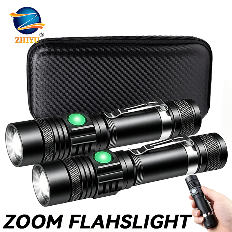Outdoor Camping Adventure Lamp - T6 LED oplaadbare zaklamp, 18650 zoombare