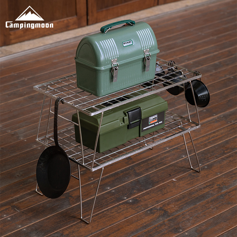 Outdoor Camping Table With Storage - CAMPINGMOON RVS Lichtgewicht Opbergtafel, Outdoor Picknick