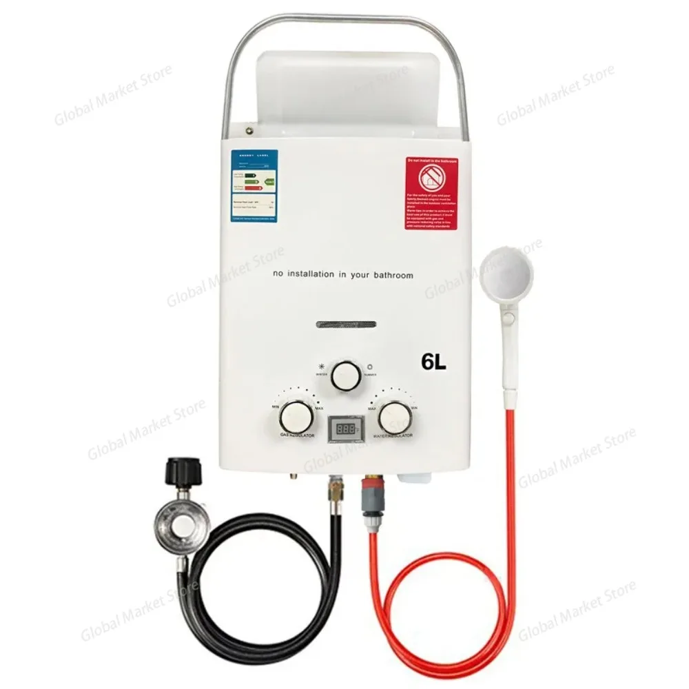 Outdoor Camping Hot Water Heater - Propaan LPG Gas Tankless Boiler 6L