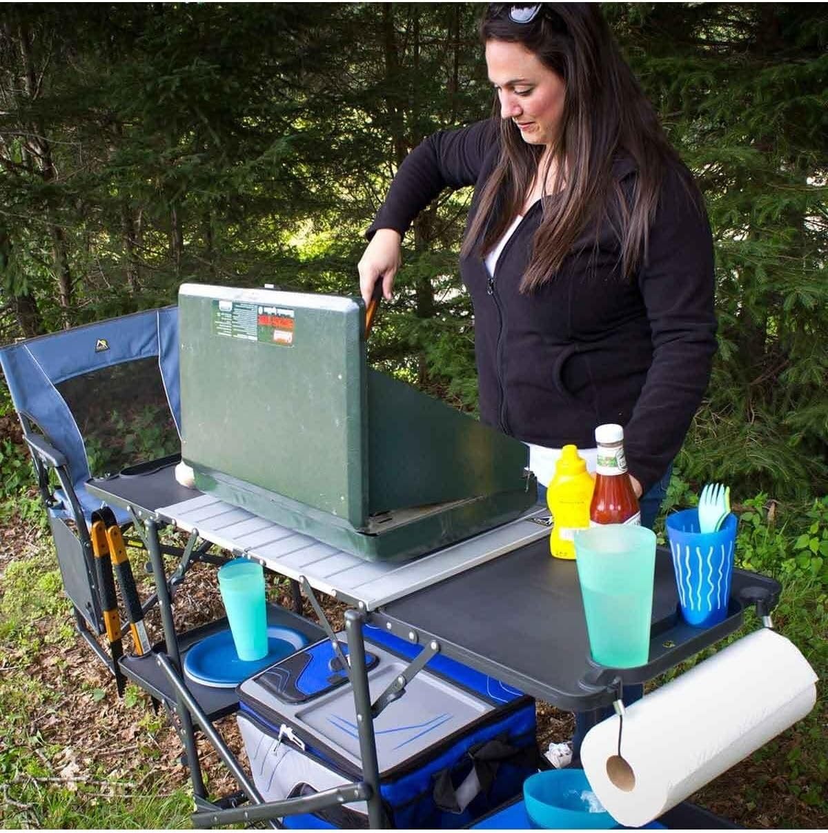 Slanke opvouwbare draagbare ca - Outdoor Camping Table With Storage recensie en prijs