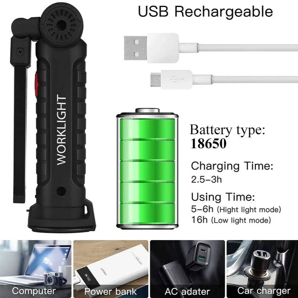 Draagbare COB LED-zaklamp USB  - Outdoor Camping Adventure Lamp recensie en prijs