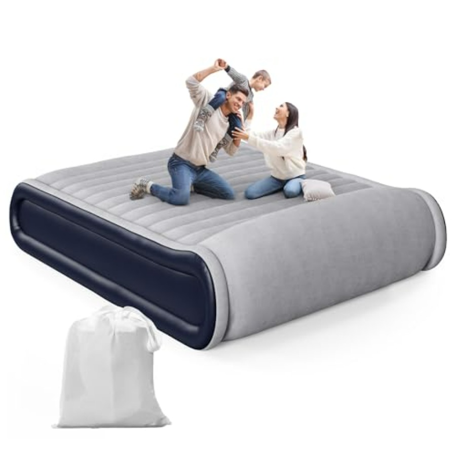 Queen luchtbed met ingebouwde  - Camp Pillow Compressible recensie en prijs