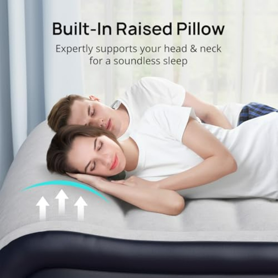 Queen luchtbed met ingebouwde  - Camp Pillow Compressible recensie en prijs