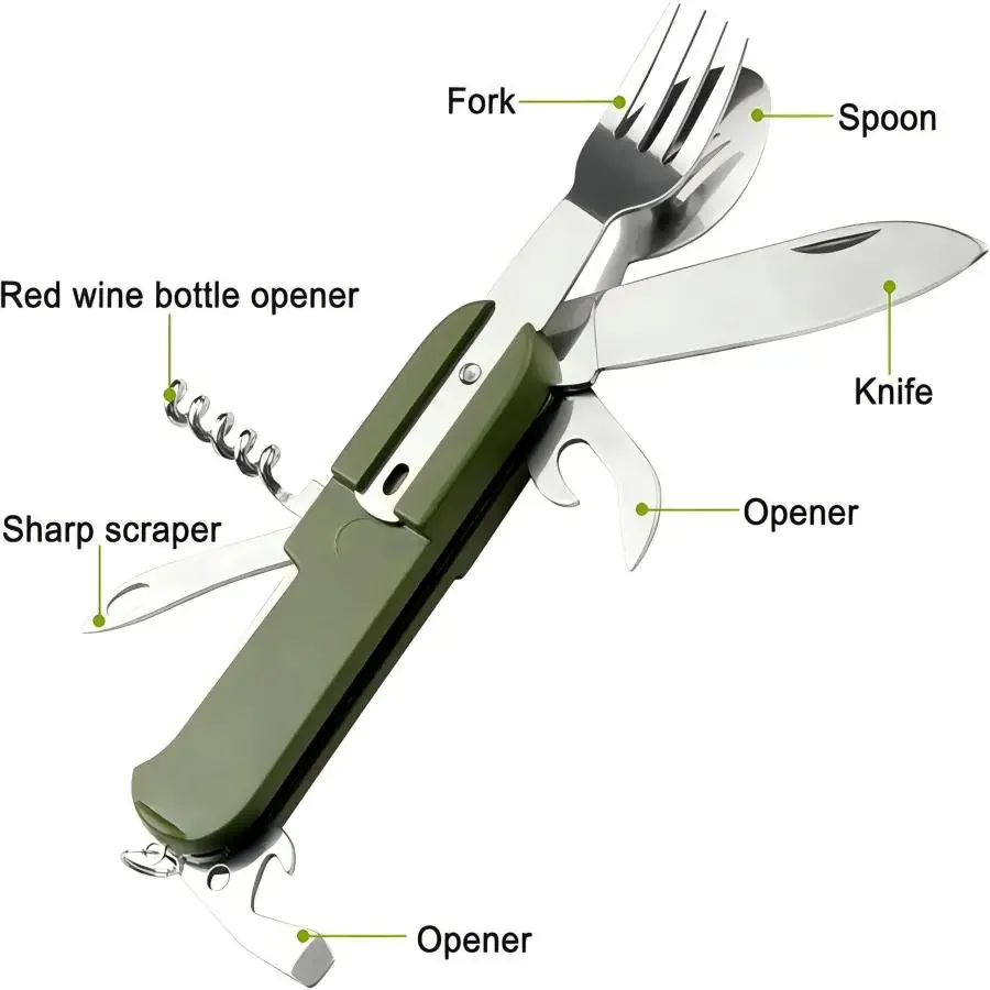 Campinguitrusting 5-in-1 reiss - Camp Utensil Set recensie en prijs