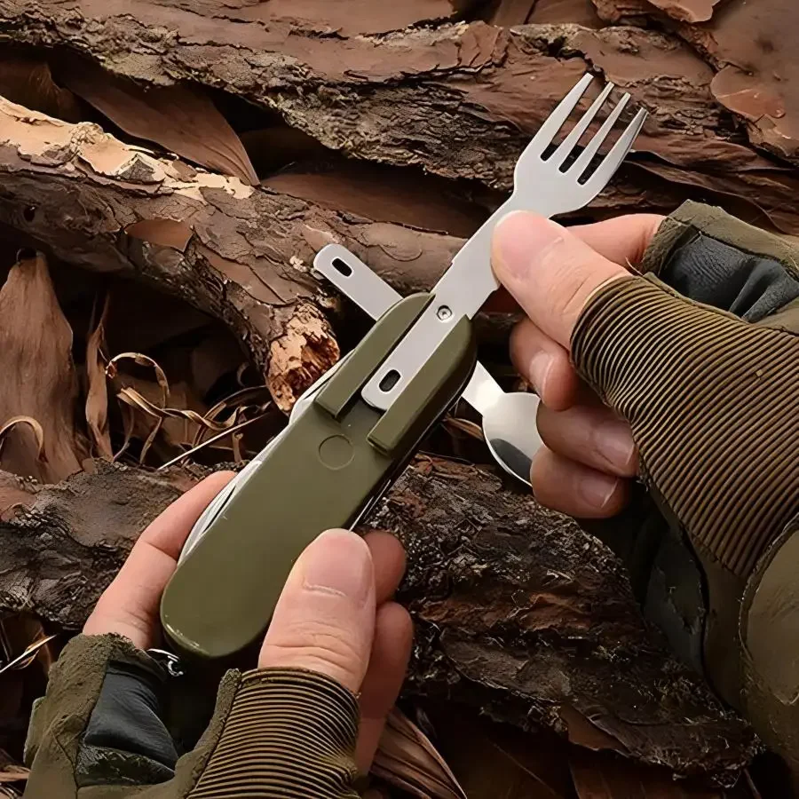 Campinguitrusting 5-in-1 reiss - Camp Utensil Set recensie en prijs